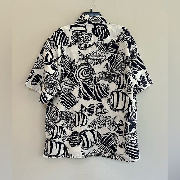 Beach Gear Vintage Cotton Short Sleeve Button Down Fish Shirt RARE, L - Picture 2 of 8